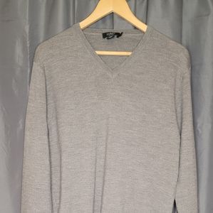 J. CREW Gray 100% MERINO WOOL Slim Fit V-Neck Sweater Mens Large
